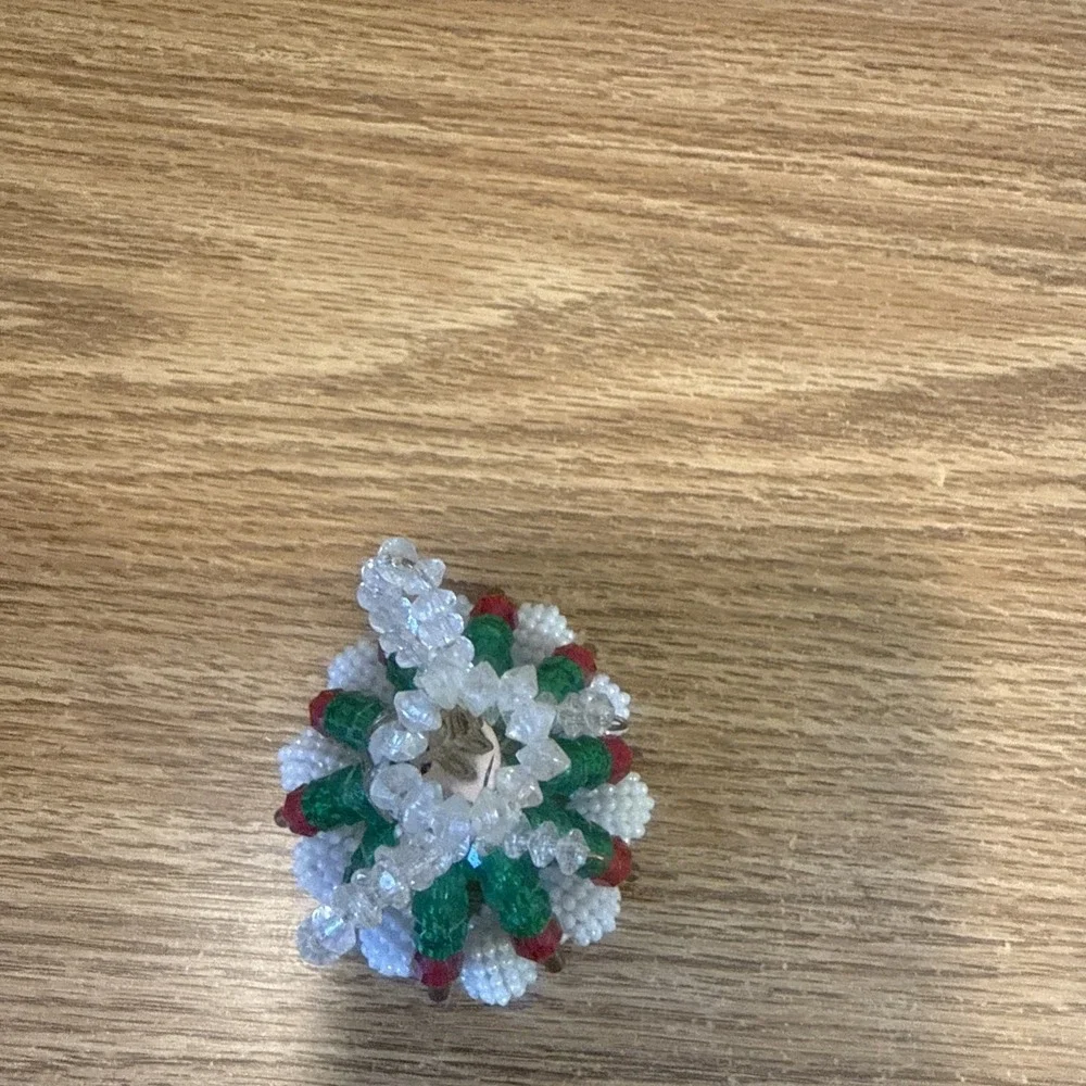 Vintage Handmade Christmas Bead‎ And Safety Pin Angel ornament & Bells